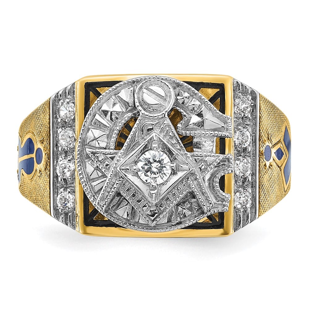 14k Two-Tone Gold 13.1 mm with Blue and Black Blue Lodge Ring
