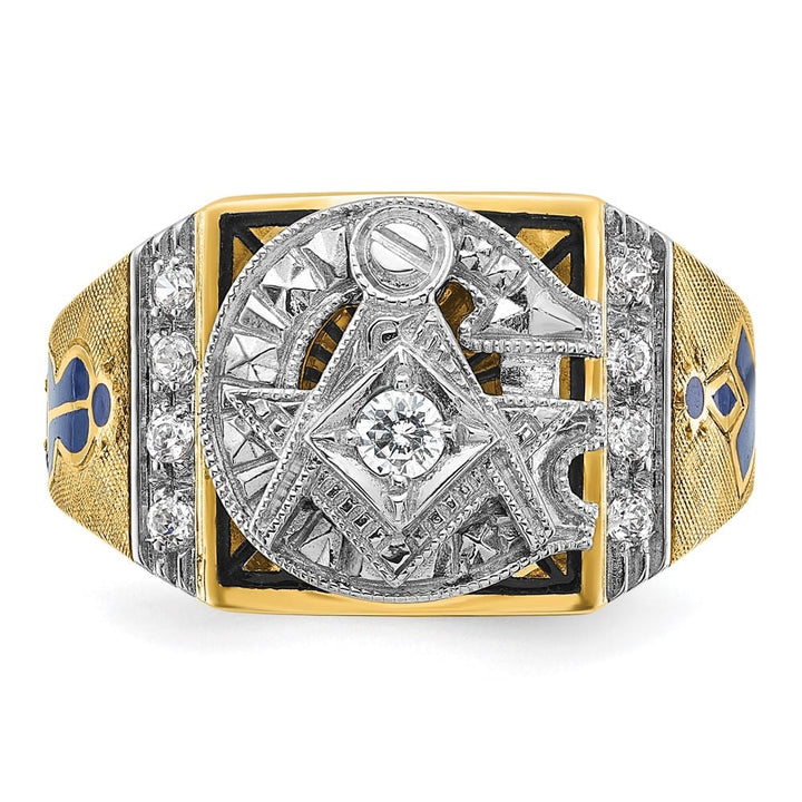 14k Two-Tone Gold 13.1 mm with Blue and Black Blue Lodge Ring