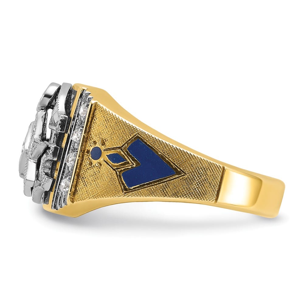 14k Two-Tone Gold 13.1 mm with Blue and Black Blue Lodge Ring