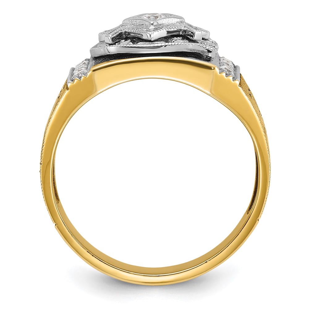 14k Two-Tone Gold 13.1 mm with Blue and Black Blue Lodge Ring