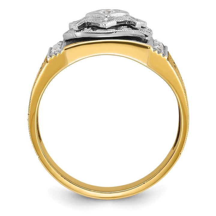 14k Two-Tone Gold 13.1 mm with Blue and Black Blue Lodge Ring