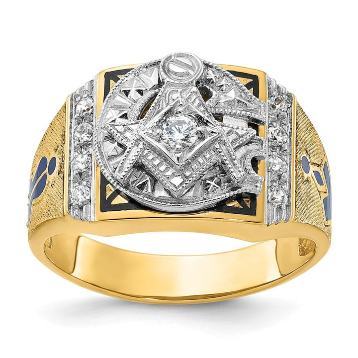 14k Two-Tone Gold 13.1 mm with Blue and Black Blue Lodge Ring