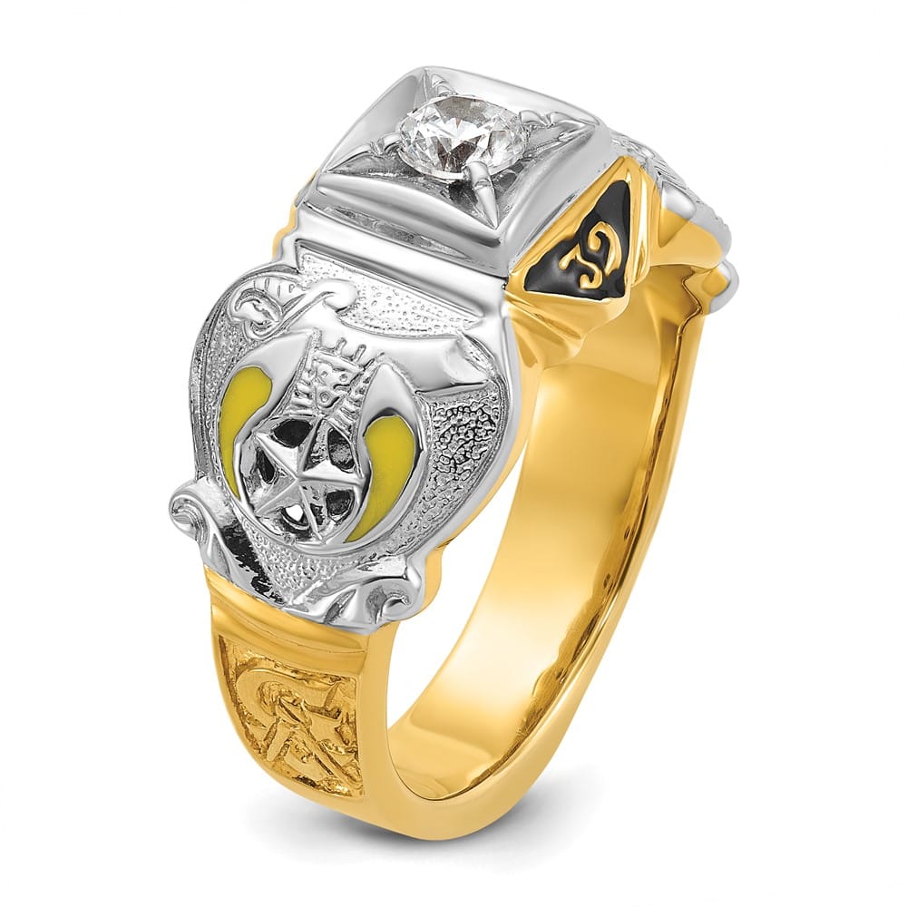 14k Two-Tone Gold 13.1 mm with Multi-Color Enamel and Masonic Ring