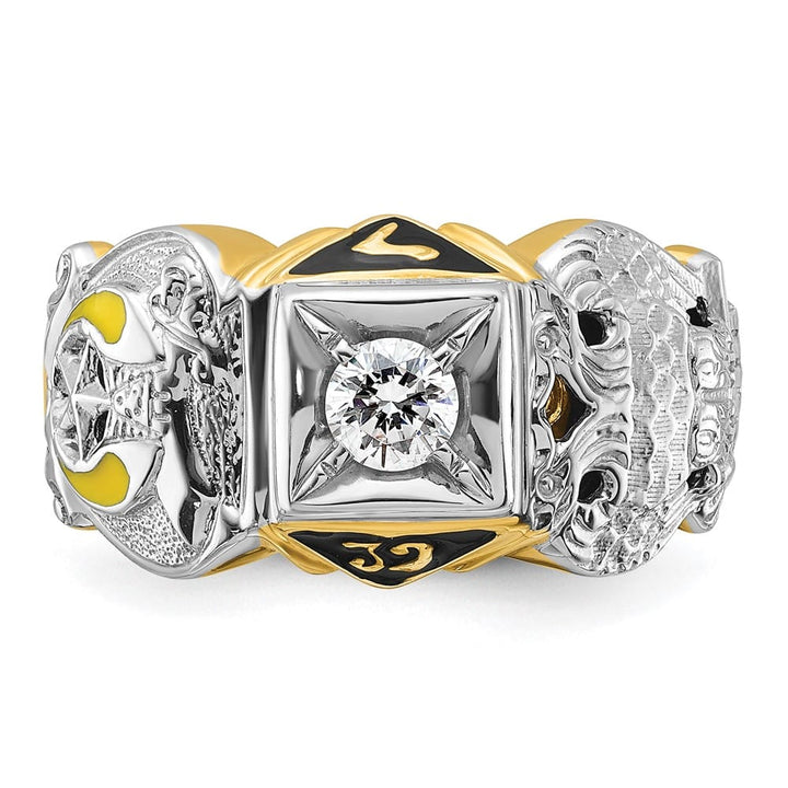 14k Two-Tone Gold 13.1 mm with Multi-Color Enamel and Masonic Ring