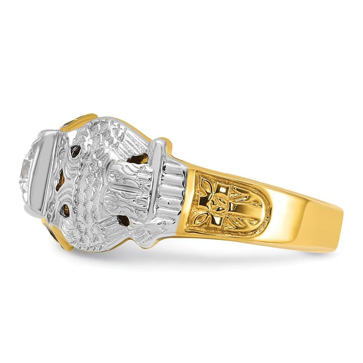 14k Two-Tone Gold 13.1 mm with Multi-Color Enamel and Masonic Ring
