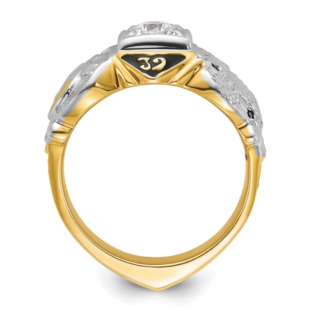 14k Two-Tone Gold 13.1 mm with Multi-Color Enamel and Masonic Ring