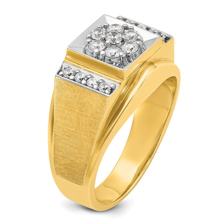 14k Two-Tone Gold 13.2 mm I1 Quality Diamond Cluster Men's Ring