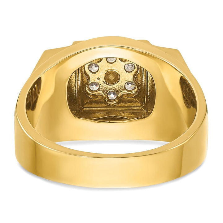 14k Two-Tone Gold 13.2 mm I1 Quality Diamond Cluster Men's Ring