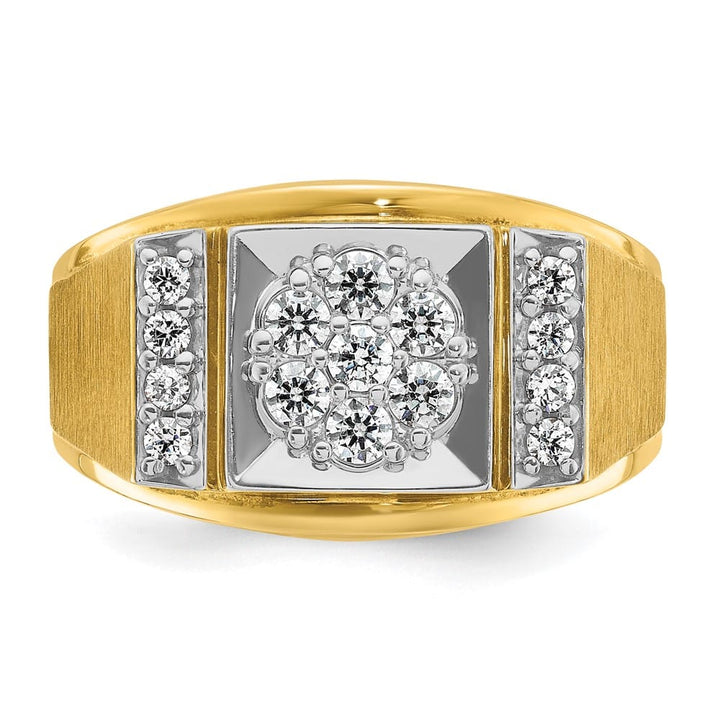 14k Two-Tone Gold 13.2 mm I1 Quality Diamond Cluster Men's Ring