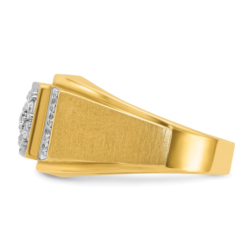 14k Two-Tone Gold 13.2 mm I1 Quality Diamond Cluster Men's Ring