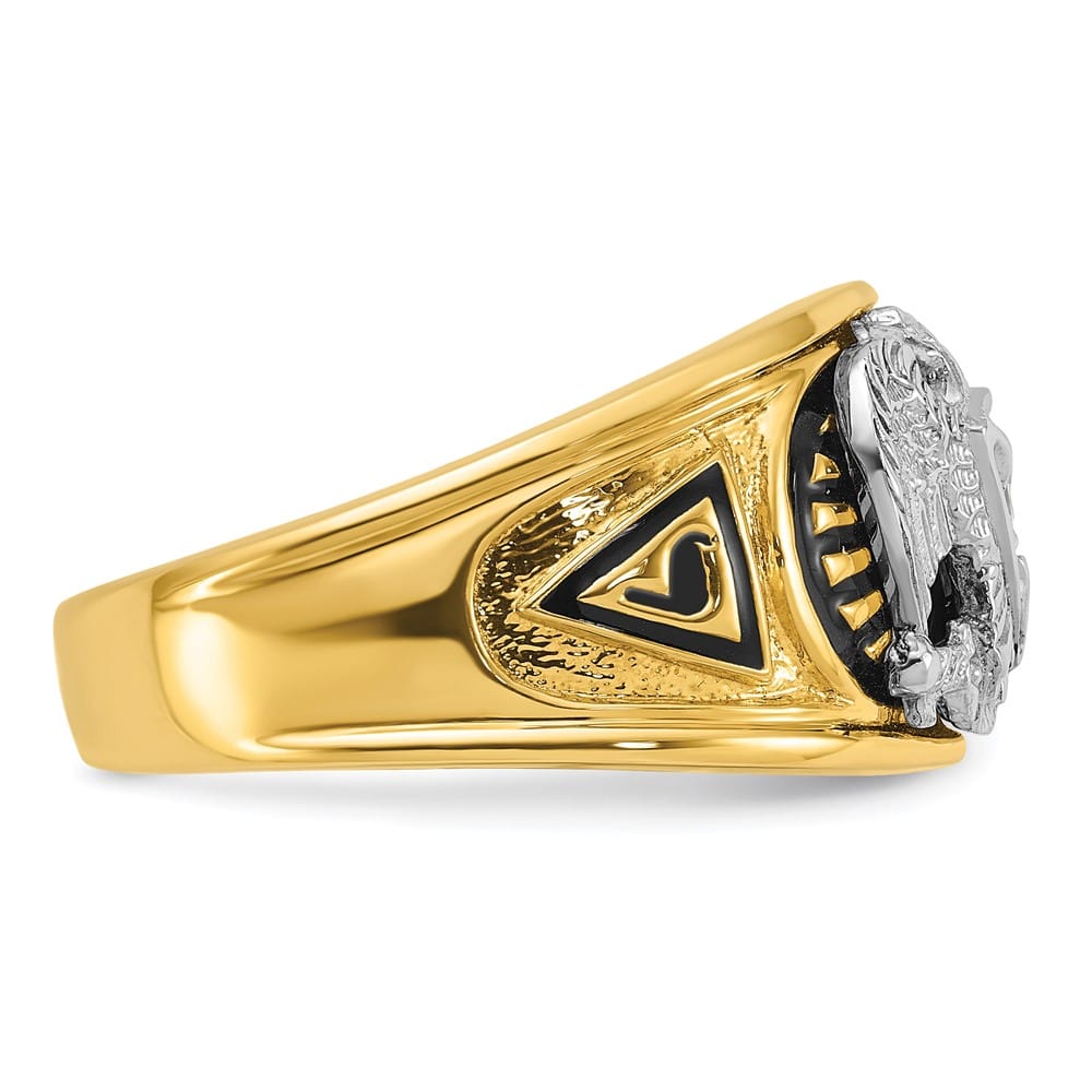 14k Two-Tone Gold 13.3 mm with Black Enamel and 32nd Degree Ring