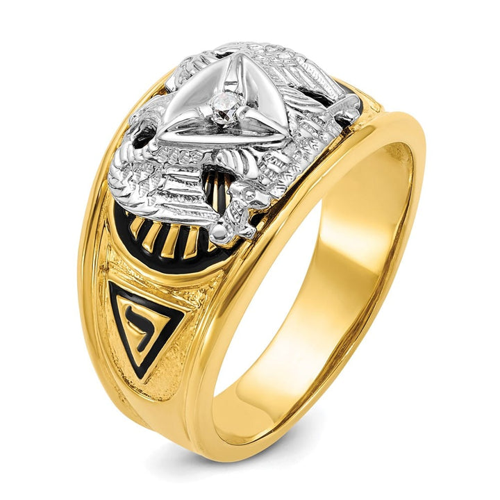 14k Two-Tone Gold 13.3 mm with Black Enamel and 32nd Degree Ring