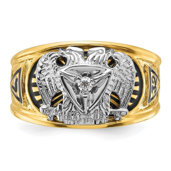 14k Two-Tone Gold 13.3 mm with Black Enamel and 32nd Degree Ring