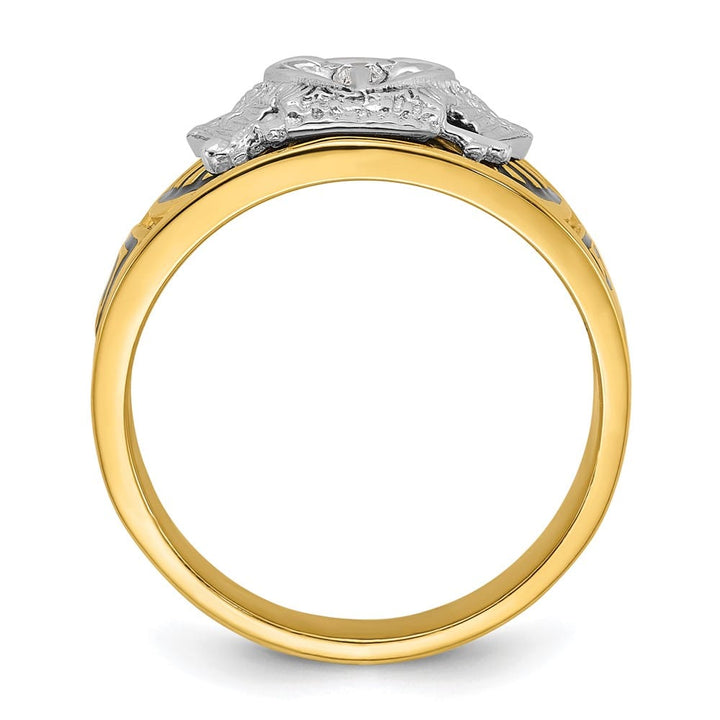 14k Two-Tone Gold 13.3 mm with Black Enamel and 32nd Degree Ring