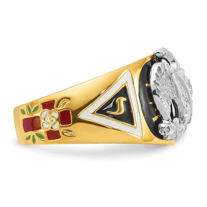 14k Two-Tone Gold 13.3 mm with Multi-Color Enamel 32nd Degree Ring
