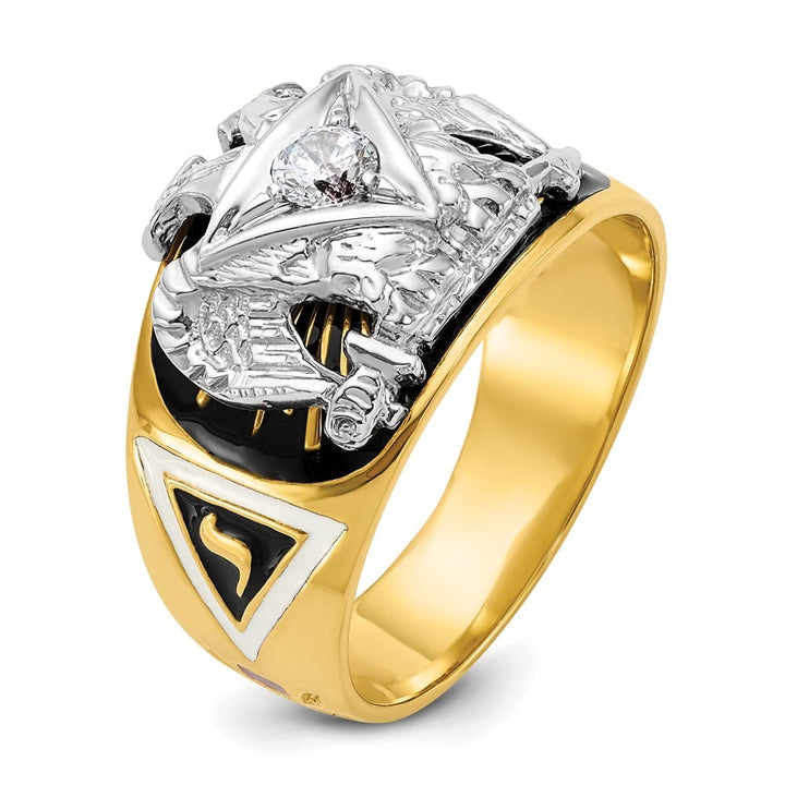 14k Two-Tone Gold 13.3 mm with Multi-Color Enamel 32nd Degree Ring