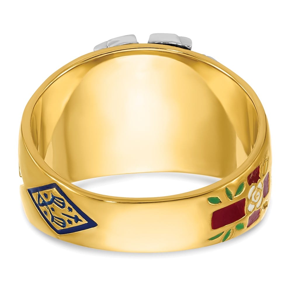 14k Two-Tone Gold 13.3 mm with Multi-Color Enamel 32nd Degree Ring