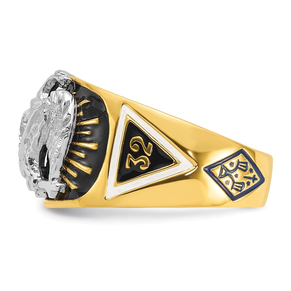 14k Two-Tone Gold 13.3 mm with Multi-Color Enamel 32nd Degree Ring