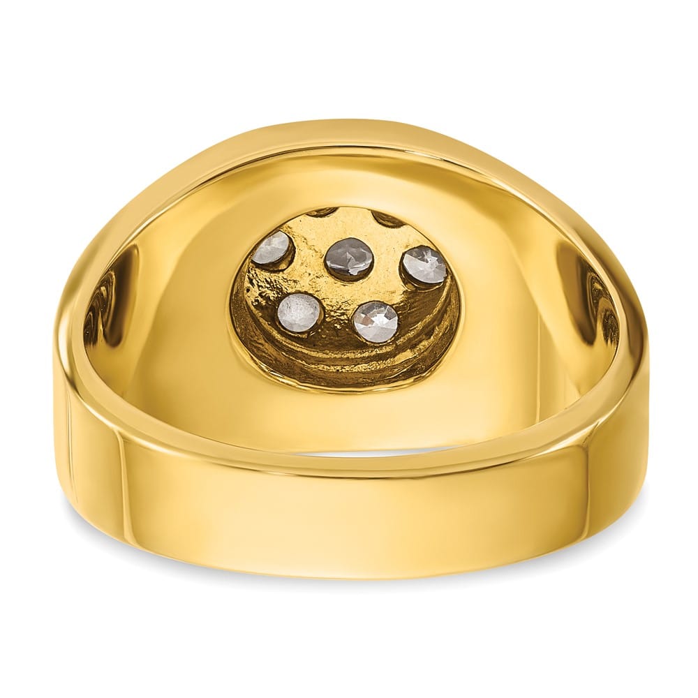 14k Two-Tone Gold 13.6 mm Round I1 Quality Diamond Cluster Men's Ring