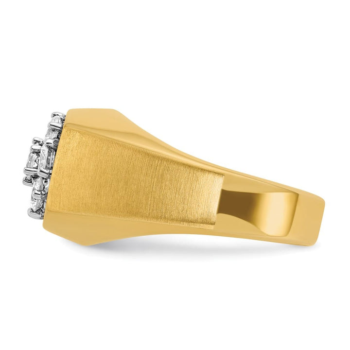 14k Two-Tone Gold 13.6 mm Round I1 Quality Diamond Cluster Men's Ring