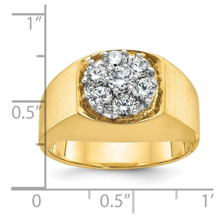 14k Two-Tone Gold 13.6 mm Round I1 Quality Diamond Cluster Men's Ring