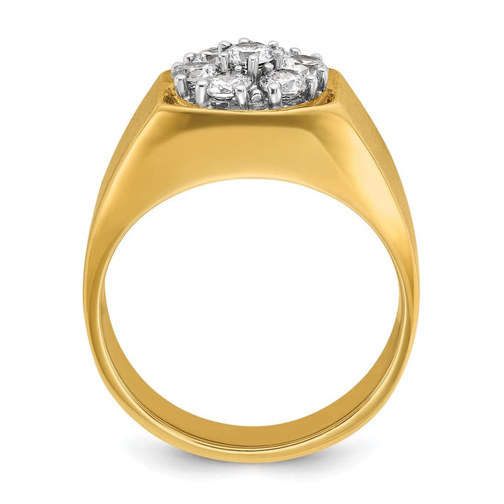 14k Two-Tone Gold 13.6 mm Round I1 Quality Diamond Cluster Men's Ring
