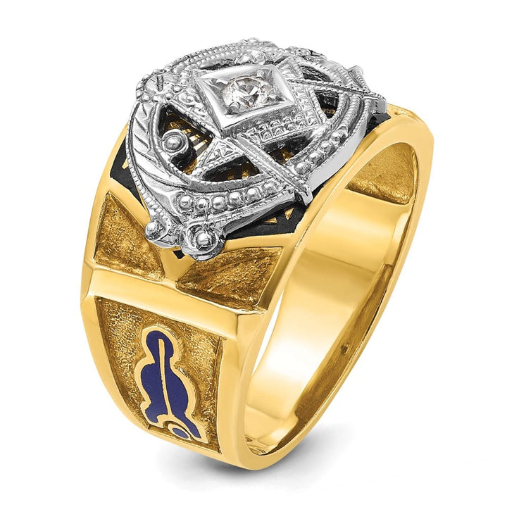 14k Two-Tone Gold 14.1 mm with Blue and Black Blue Lodge Ring