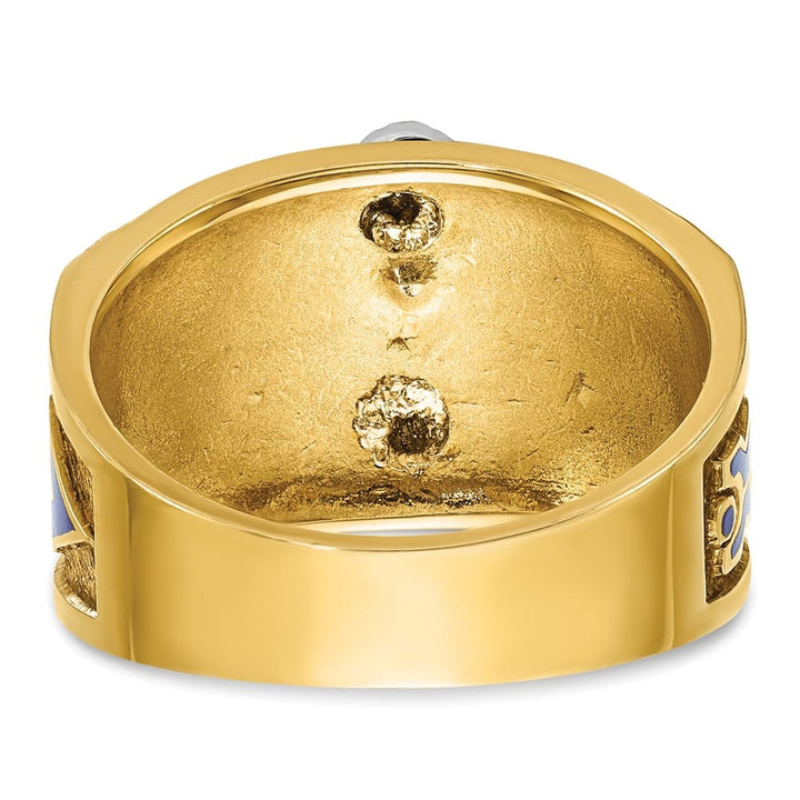 14k Two-Tone Gold 14.1 mm with Blue and Black Blue Lodge Ring