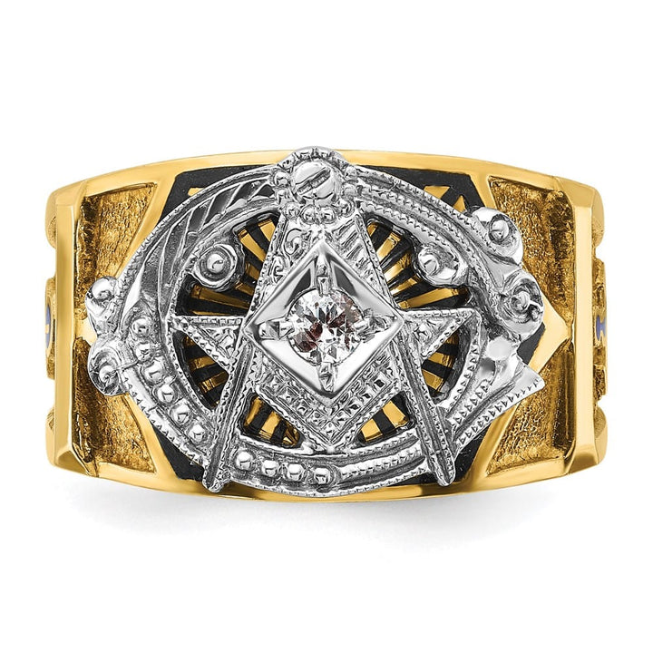14k Two-Tone Gold 14.1 mm with Blue and Black Blue Lodge Ring