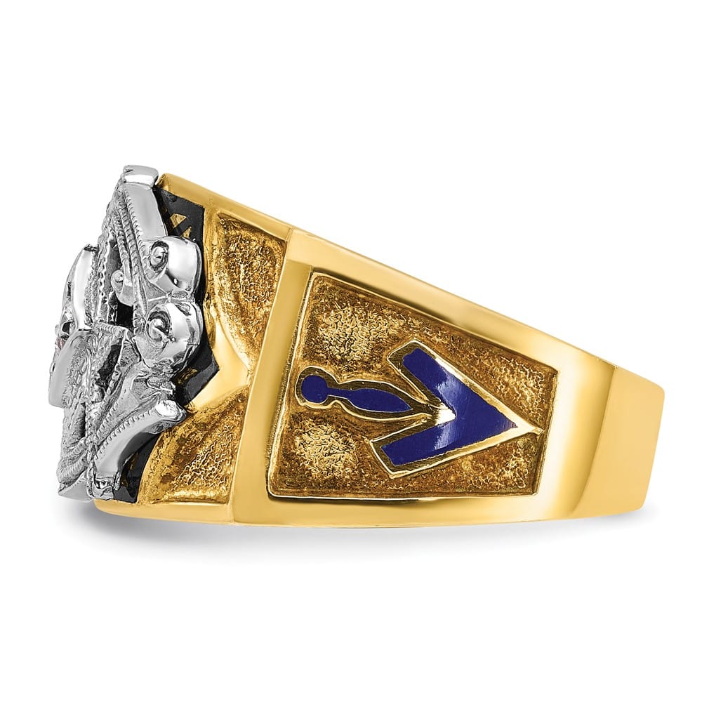 14k Two-Tone Gold 14.1 mm with Blue and Black Blue Lodge Ring