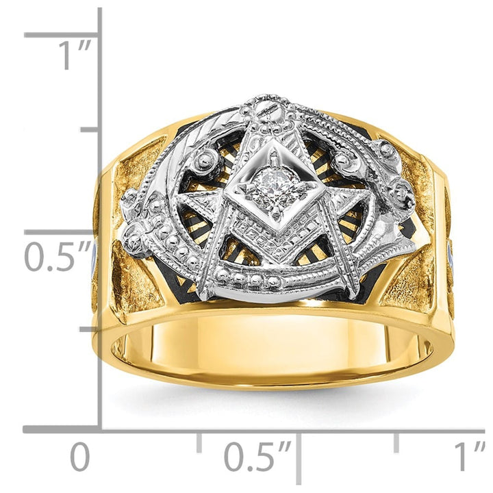 14k Two-Tone Gold 14.1 mm with Blue and Black Blue Lodge Ring