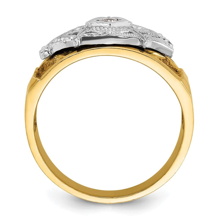 14k Two-Tone Gold 14.1 mm with Blue and Black Blue Lodge Ring