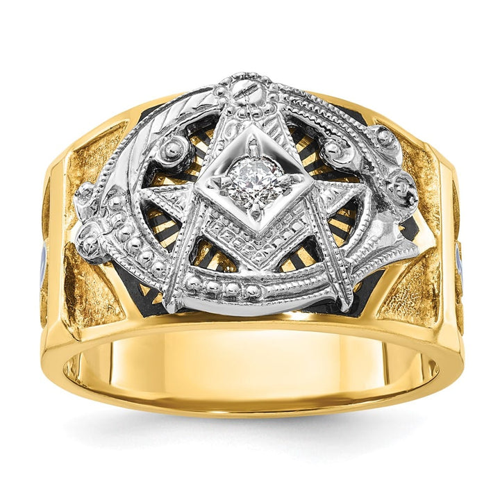 14k Two-Tone Gold 14.1 mm with Blue and Black Blue Lodge Ring