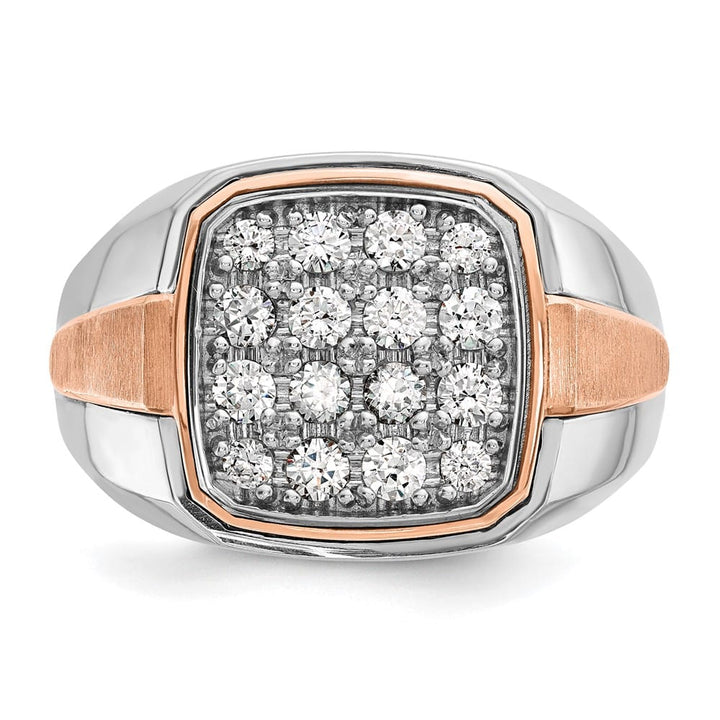 14k Two-Tone Gold 14.44 g I1 Quality Diamond Cluster Men's Ring