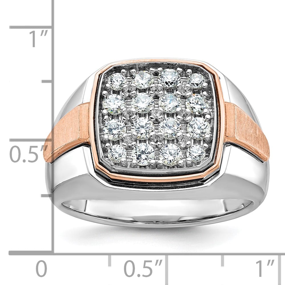 14k Two-Tone Gold 14.44 g I1 Quality Diamond Cluster Men's Ring