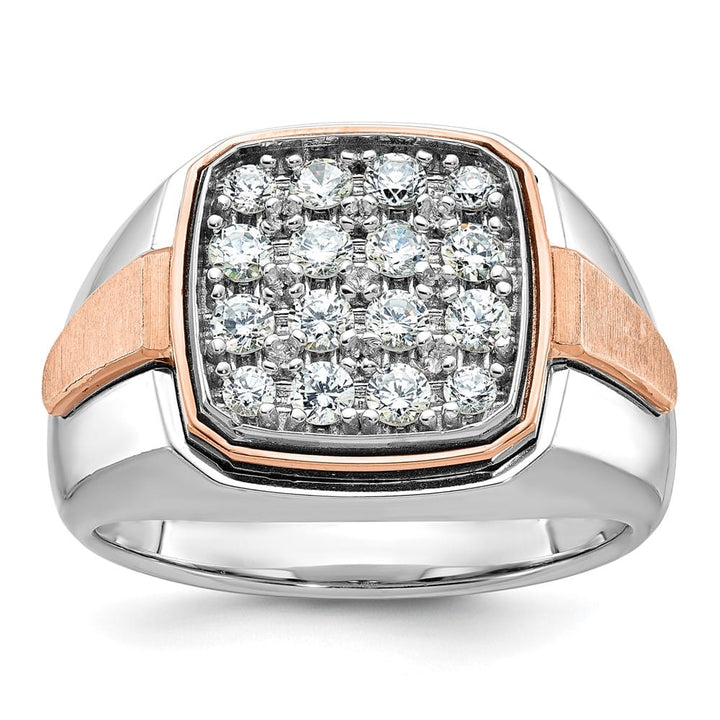 14k Two-Tone Gold 14.44 g I1 Quality Diamond Cluster Men's Ring