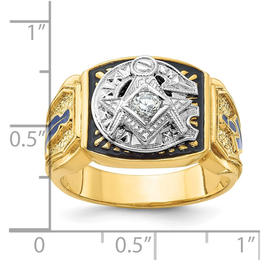 14k Two-Tone Gold 14.5 mm with Blue and Black Blue Lodge Ring
