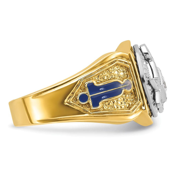 14k Two-Tone Gold 14.5 mm with Blue and Black Blue Lodge Ring