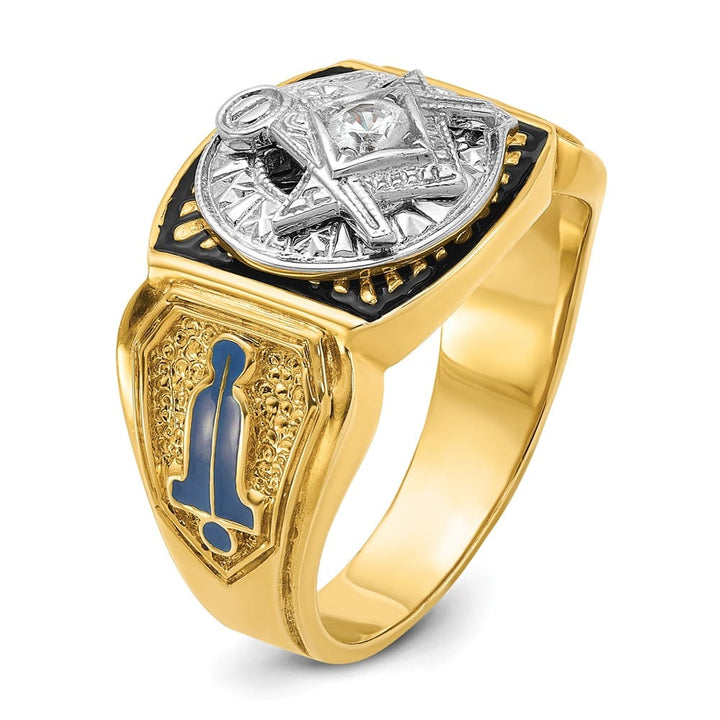 14k Two-Tone Gold 14.5 mm with Blue and Black Blue Lodge Ring