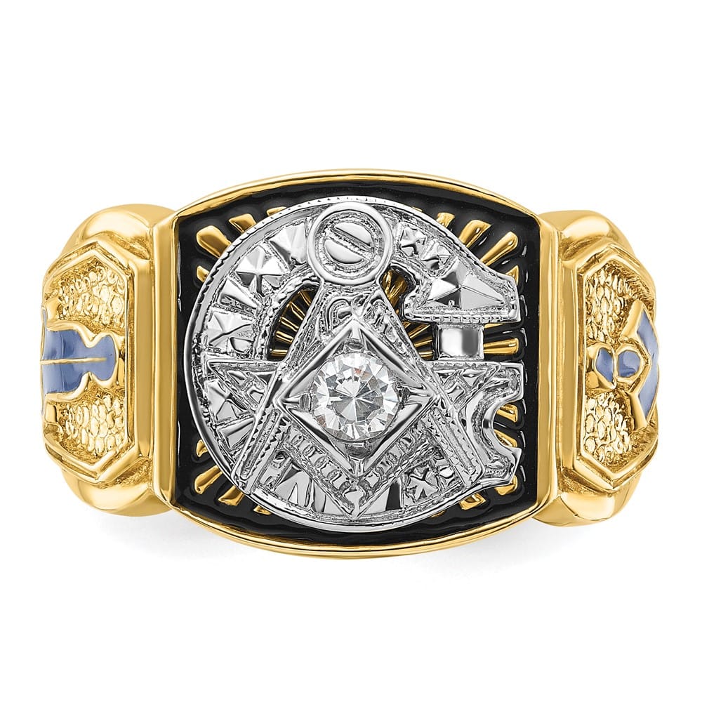 14k Two-Tone Gold 14.5 mm with Blue and Black Blue Lodge Ring