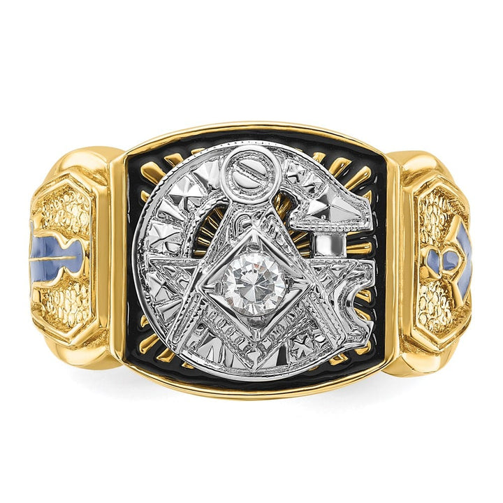 14k Two-Tone Gold 14.5 mm with Blue and Black Blue Lodge Ring