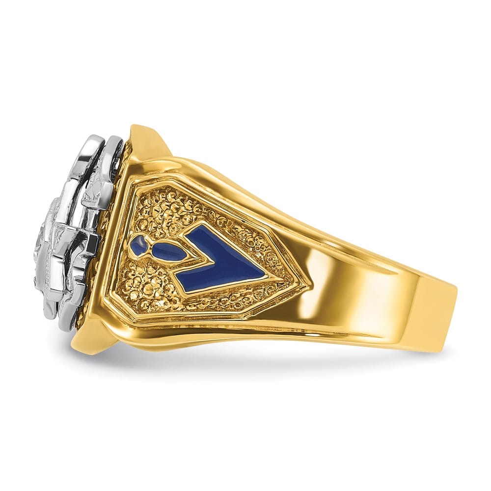 14k Two-Tone Gold 14.5 mm with Blue and Black Blue Lodge Ring