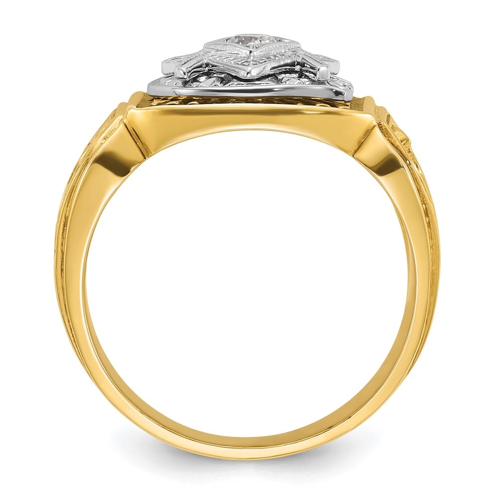 14k Two-Tone Gold 14.5 mm with Blue and Black Blue Lodge Ring