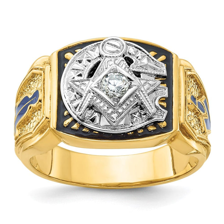 14k Two-Tone Gold 14.5 mm with Blue and Black Blue Lodge Ring