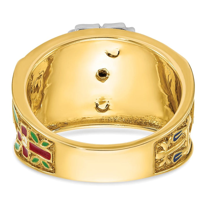 14k Two-Tone Gold 14.6 mm with Multi-Color Enamel 32nd Degree Ring
