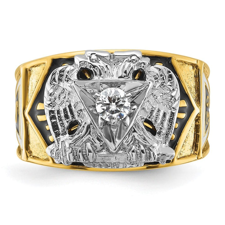 14k Two-Tone Gold 14.6 mm with Multi-Color Enamel 32nd Degree Ring