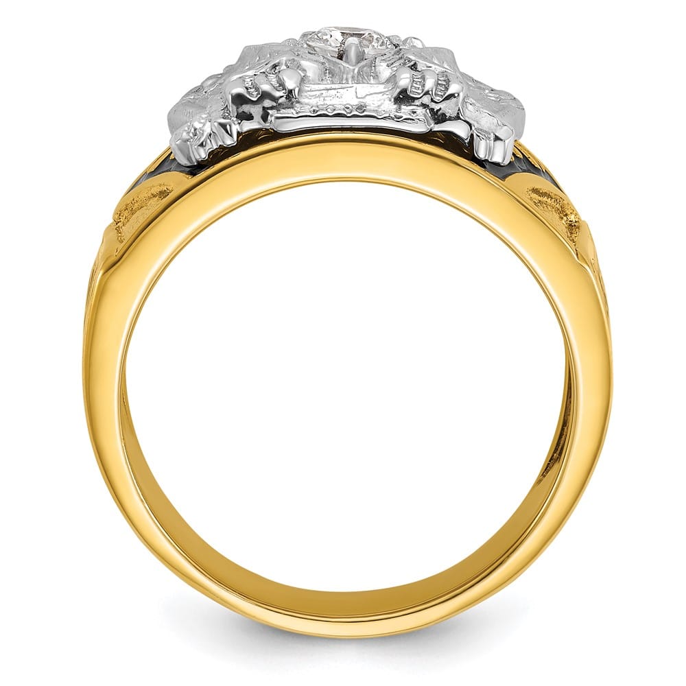14k Two-Tone Gold 14.6 mm with Multi-Color Enamel 32nd Degree Ring