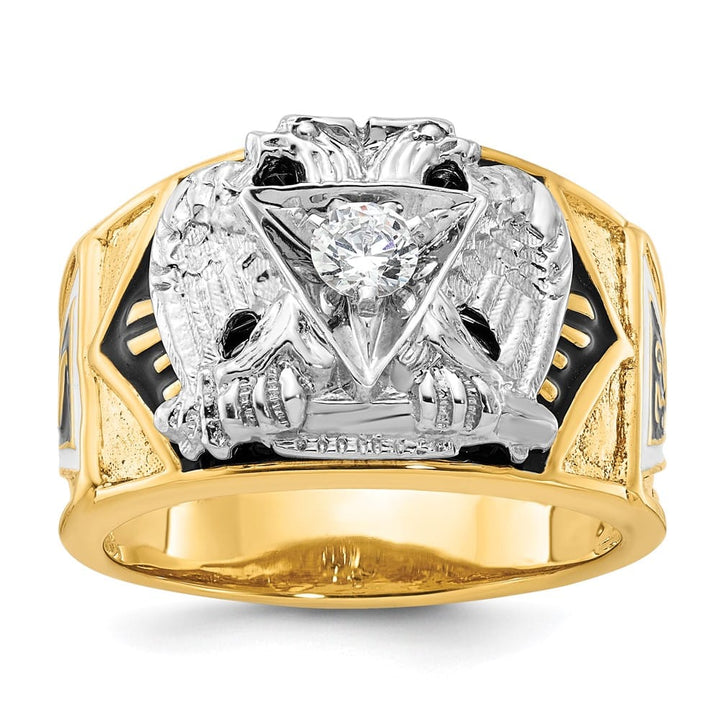 14k Two-Tone Gold 14.6 mm with Multi-Color Enamel 32nd Degree Ring