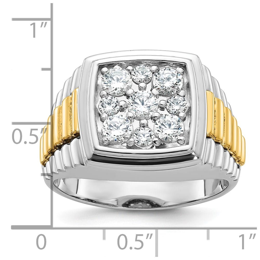 14k Two-Tone Gold 15.07 g I1 Quality Diamond Cluster Men's Ring