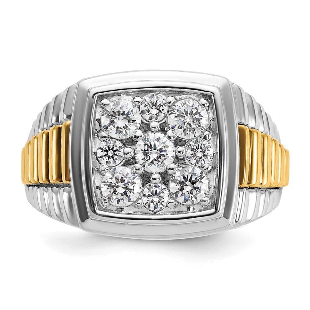 14k Two-Tone Gold 15.07 g I1 Quality Diamond Cluster Men's Ring